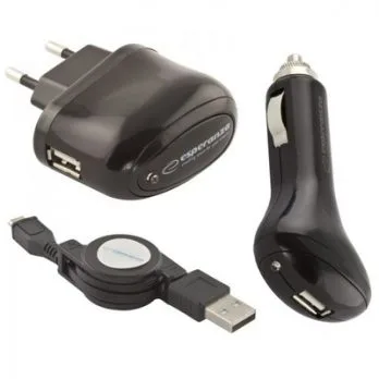Esperanza EZ116 - 3 u 1 punjač USB punjači + microUSB kabl 3 u 1 set