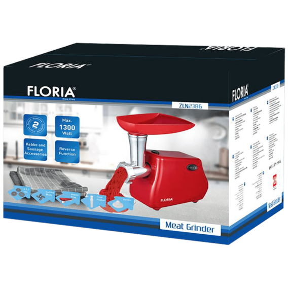 Floria Mašina za mlevenje mesa, snaga 1300 W, crna - ZLN2386/BK - Image 2