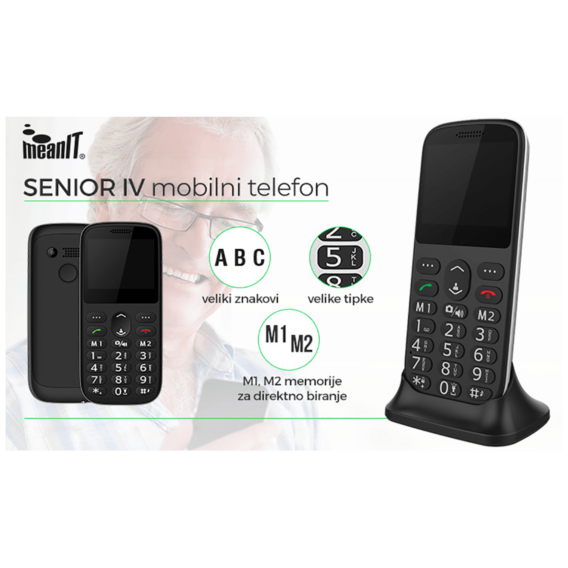MeanIT Mobilni telefon, 2.31" ekran, SOS taster - SENIOR IV Black - Image 3