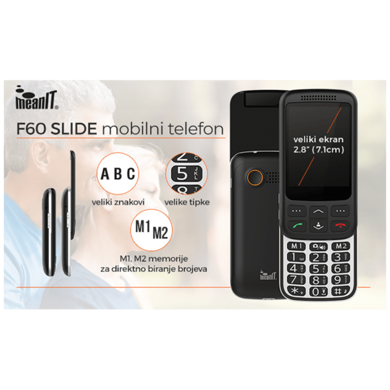 MeanIT Mobilni telefon, 2.8" ekran ( 7.1 cm ), Dual SIM - F60 SLIDE - Image 2