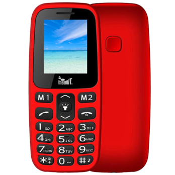 MeanIT Mobilni telefon, 1.77" ekran, Dual SIM, BT, SOS dugme - VETERAN I MOBILNI TELEFON-CRVENI