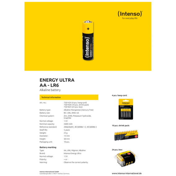 (Intenso) Baterija alkalna, AA LR6/4, 1,5 V, blister 4 kom - Image 5