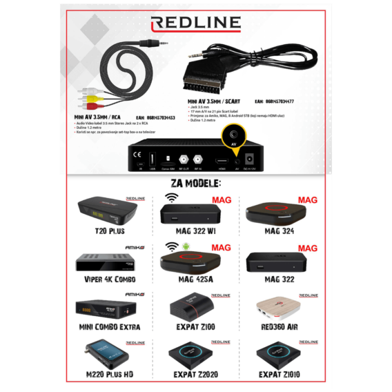 REDLINE Mini AV 3.5 mm na RCA kabel, dužina 1.2 met - C-AV120 - Image 3