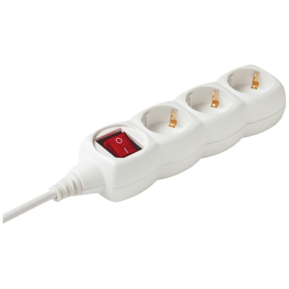 home Produžni kabel, 3 utičnice, prekidač, 1.5mm2, 5 met, beli - NV 3K-5/WH/1,5