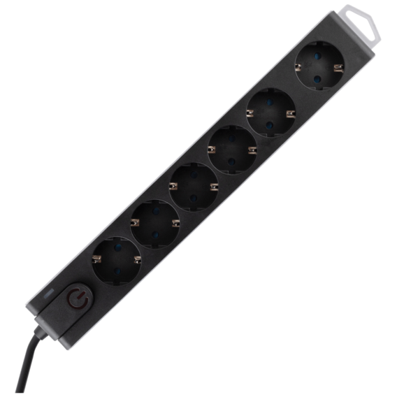home Produžni kabel sa zaštitom, 6 utičnica, 1.5 mm², 3 met - NVT 6K-3/BK