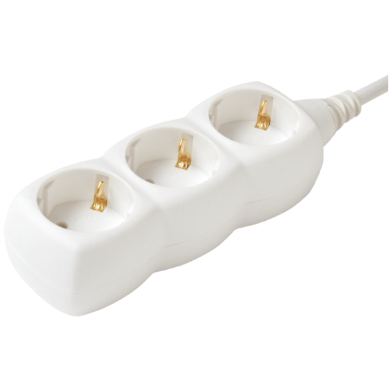 home Produžni kabel, 3 utičnice, 1.0mm2, 1.5 met, beli - NV 3/WH