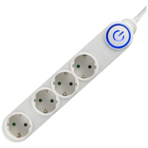 home Produžni kabel, 4 utičnice, 3 x 1,5 mm2, 5 met., beli - NV 04TK-5/WH/1.5