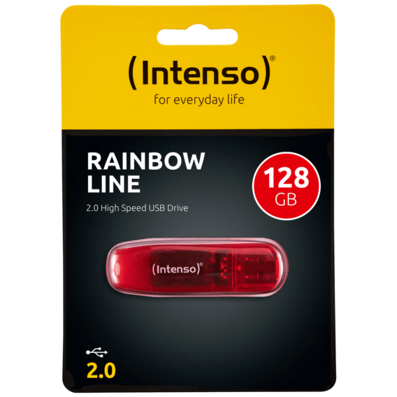 (Intenso) USB Flash drive 128 GB Hi-Speed USB 2.0, Rainbow Line, RED - USB2.0-128GB/Rainbow