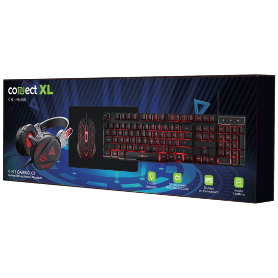 Connect XL Gaming set, slušalice, tastatura, miš, podloga za miš - CXL-KG350 Kit Gaming - Image 2