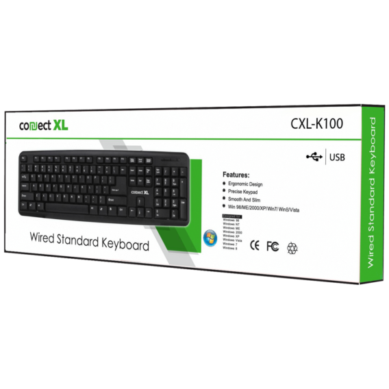 Connect XL Tastatura sa Qwerty rasporedom, USB, crna boja - CXL-K100 - Image 2