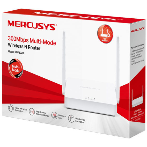 Mercusys Wireless N Router, 2 porta, 300Mbps, 2.4GHz - MW302R - Image 2