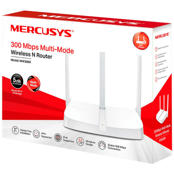 Mercusys Wireless N Router, 4u1, 4 porta, 300Mbps, 2.4GHz - MW306R - Image 2