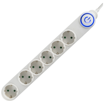 home Produžni kabel, 6 utičnice, 3 x 1,0mm2, 1,5met, beli - NV 06TK/WH