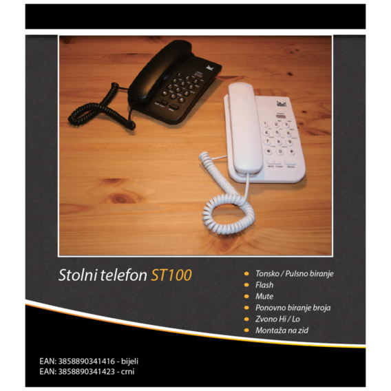 MeanIT Telefon analogni, stoni, beli - ST100 White - Image 2
