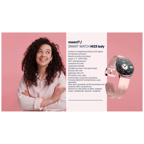 MeanIT Pametan sat, 1.3" ekran, multi sport, Bluetooth - M33 Lady - Image 5