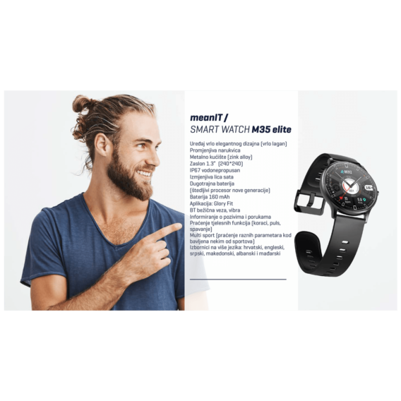 MeanIT Pametan sat, 1.3" ekran, multi sport, Bluetooth - M35 Elite - Image 5