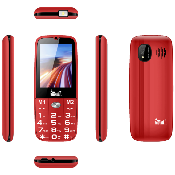 MeanIT Mobilni telefon, 2,4" ekran, Dual SIM, BT, SOS dugme - SENIOR 15, Crveni - Image 3