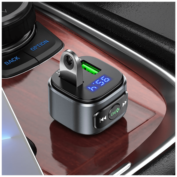 hoco. FM transmiter, punjač za auto, BT v5.0, 2 x USB - E67 Fighter - Image 6