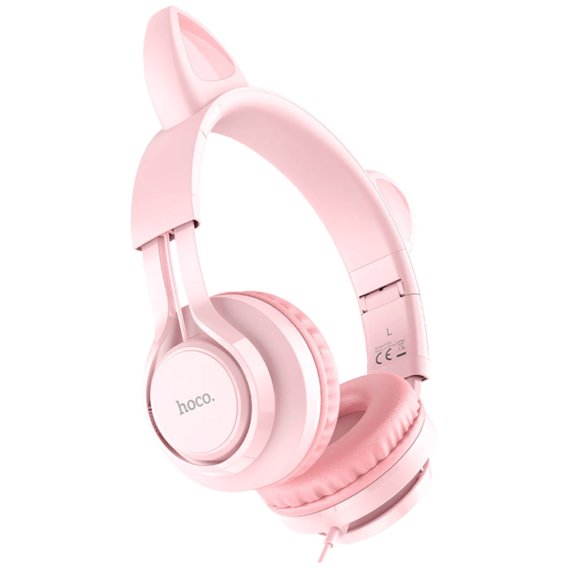 hoco. Slušalice sa mikrofonom, 3.5mm utikač, 1.2m kabel - W36 slušalice Mačje uši,Pink - Image 4