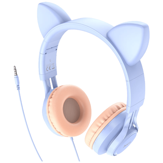 hoco. Slušalice sa mikrofonom, 3.5mm utikač, 1.2m kabel - W36 slušalice Mačje uši,Dream Blue - Image 4