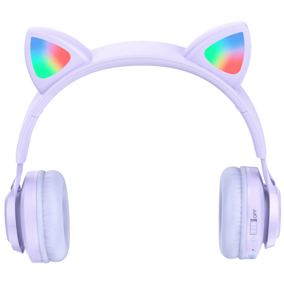 hoco. Bežične stereo slušalice, Bluetooth v5.3, 400mAh - W39 slušalice Mačje uši,Ljubičaste - Image 4