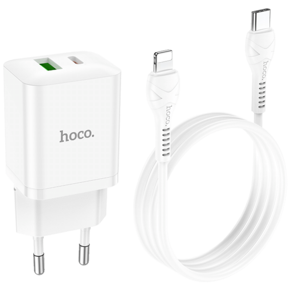 hoco. Punjač kućni sa Lightning kablom, brzi, PD20W, QC3.0 - N28 Founder, tip C-Lightning - Image 3