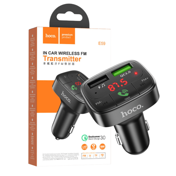 hoco. FM transmiter, punjač za auto, BT v5.0, 2 x USB - E59 Promise