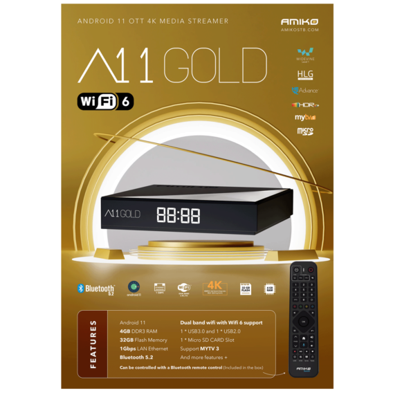 Amiko Prijenik IPTV, Android OS, 4/32 GB, 4K, WiFi - A11 GOLD - Image 4