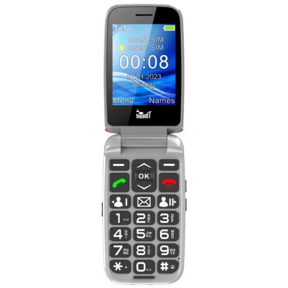 MeanIT Mobilni telefon sa velikim ekranom u boji 2,8" - Crveni - SENIOR FLIP MAX Red