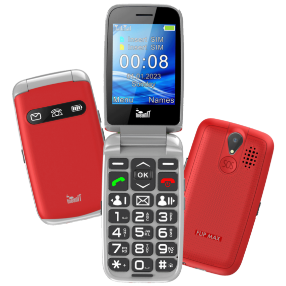 MeanIT Mobilni telefon sa velikim ekranom u boji 2,8" - Crveni - SENIOR FLIP MAX Red - Image 4