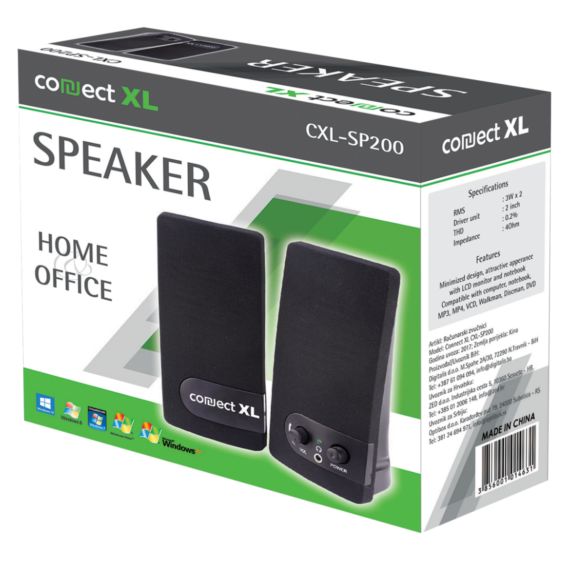 Connect XL Zvučnik, set,  2.0, USB 5V, crna boja - CXL-SP200 - Image 2
