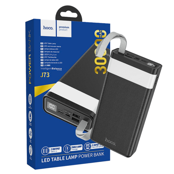 hoco. Power bank 30000mAh, Micro-USB / Tipe-C ulaz, lampa - J73 Powerful, Black