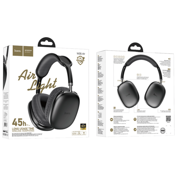 hoco. Bežične stereo slušalice, Bluetooth, do 45h rada, mikrofon - W35 Air Triumph Black - Image 3