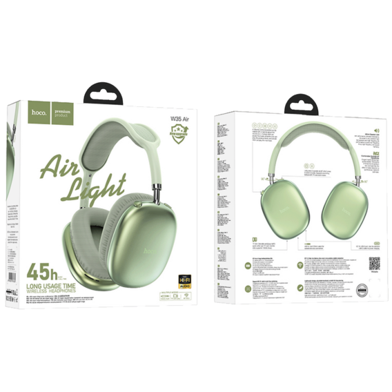 hoco. Bežične stereo slušalice, Bluetooth, do 45h rada, mikrofon - W35 Air Triumph Green - Image 3