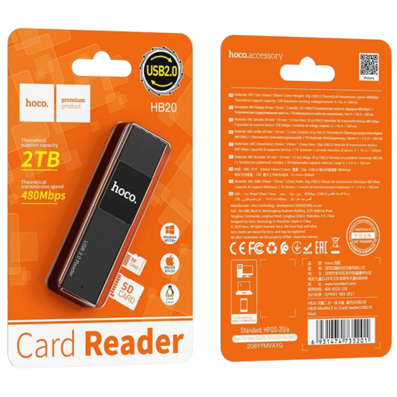 hoco. Čitač kartica, 2u1, USB2.0/USB3.0 - HB20 Mindful - Image 4