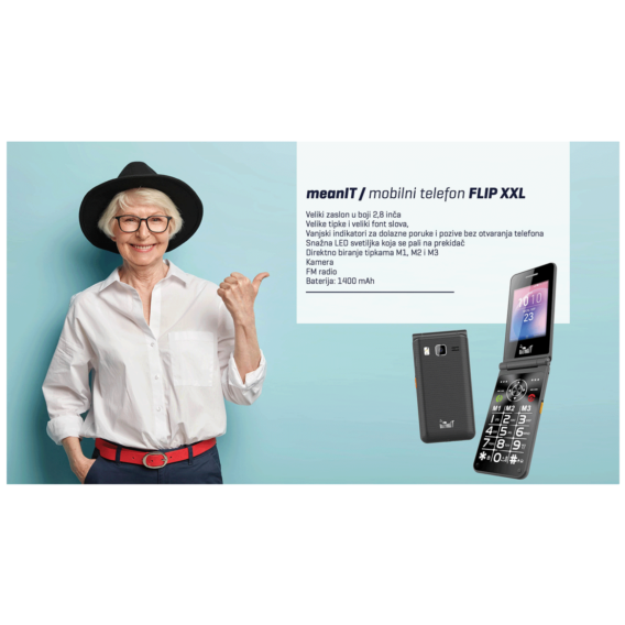 MeanIT Mobilni telefon sa velikim ekranom u boji 2,8" - FLIP XXL - Image 6