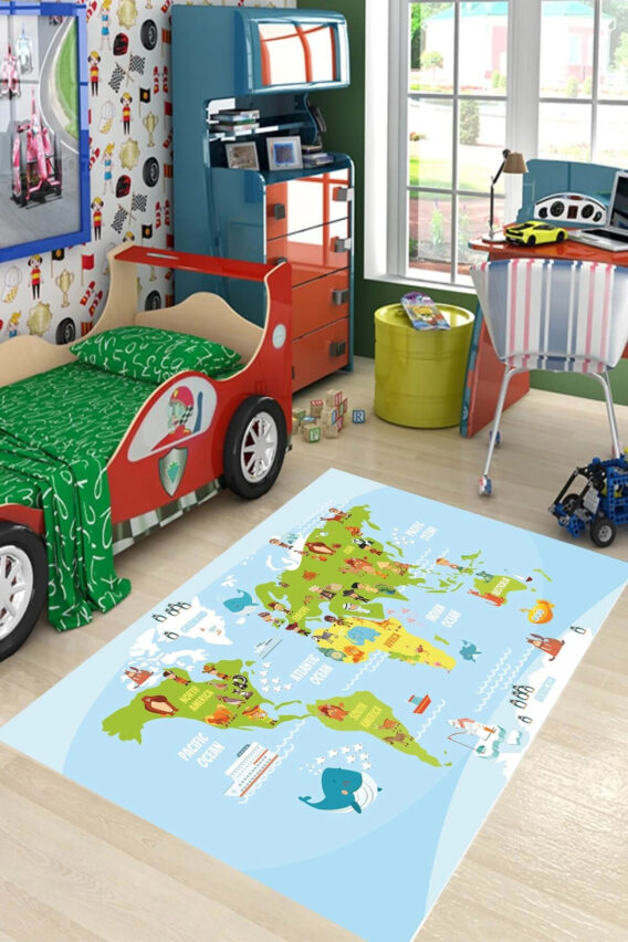 Tepih za dečiju sobu 120x180 cm - Mapa sveta - E-019 - Image 2