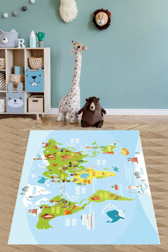 Tepih za dečiju sobu 120x180 cm - Mapa sveta - E-019