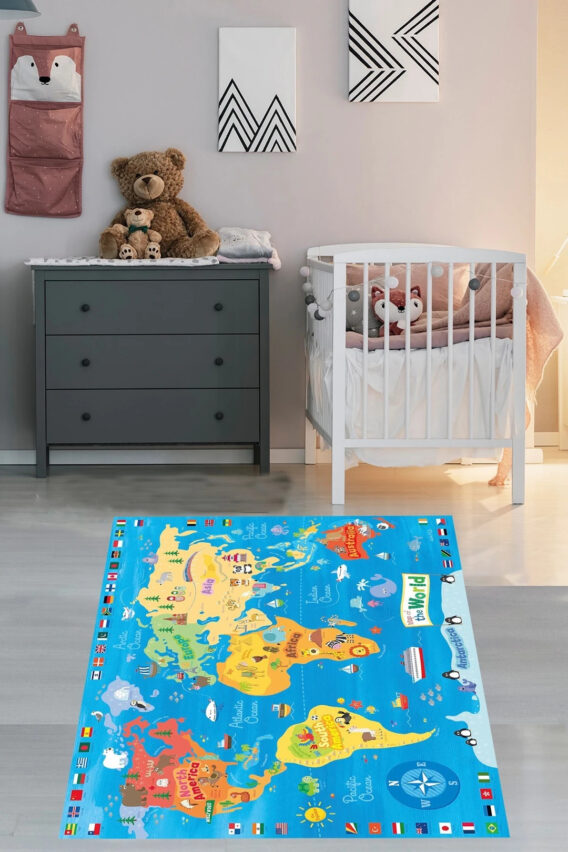 Tepih za dečiju sobu 120x180 cm - Mapa sveta - E-024 - Image 2