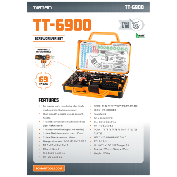Toman Set alata, profesionalni komplet, 69 kom - TT-6900 - Image 6