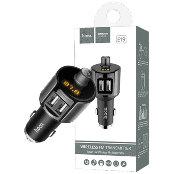 hoco. FM modulator, BT handsfree, 12 V/24 V, 2 x USB 2,4 A - E19 Smart, BT, FM, Charger