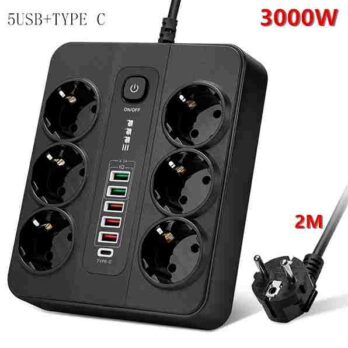 Produžni Kabl 2m Sa 6 Utičnica 3000W