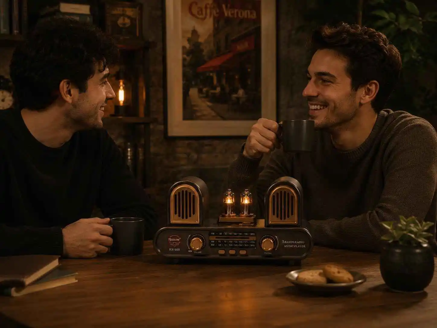 Retro Radio Vintage Gold sa Dekorativnim Lampama - Slika 5
